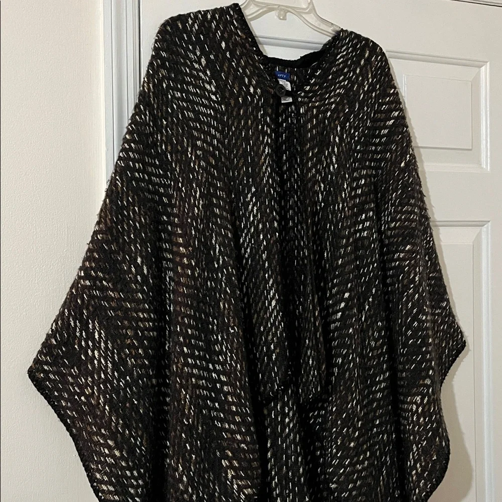 Apt. 9. Black & Brown Patterned Poncho/Cape - Picture 2 of 13